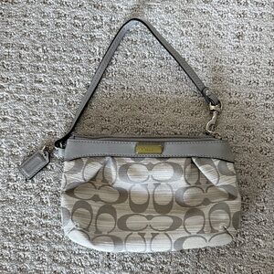Coach light gray and dark Gray Signature Wristlet